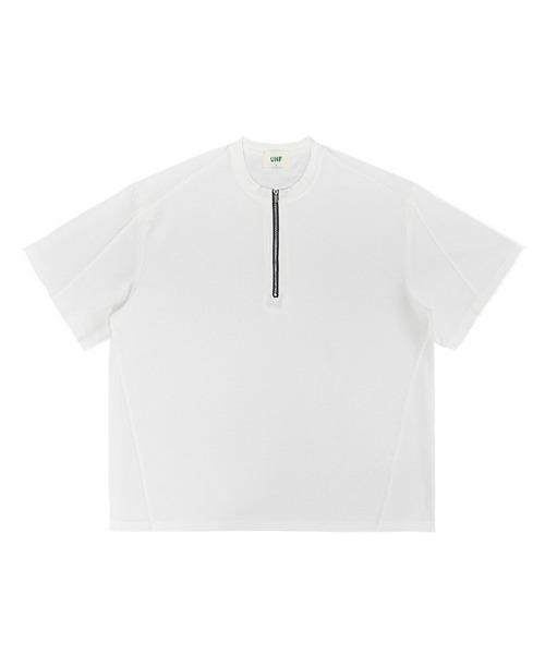 Ressaca(レサーカ)の「ハーフジップ/スナップボタン オーバーサイズワッフル半袖Tシャツ(Tシャツ/カットソー・メンズ・グレー系/ブラック系/ホワイト系/ブラック/ホワイト/グレー・M/XL/L)」の2枚目の写真