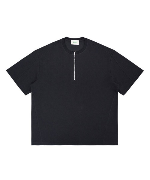 Ressaca(レサーカ)の「ハーフジップ/スナップボタン オーバーサイズワッフル半袖Tシャツ(Tシャツ/カットソー・メンズ・グレー系/ブラック系/ホワイト系/ブラック/ホワイト/グレー・M/XL/L)」の1枚目の写真