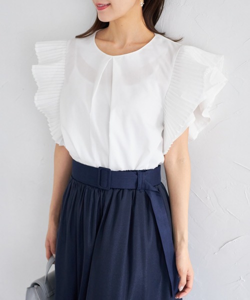 tocco closet(トッコ クローゼット)の「【ZOZO限定】プリーツスリーブブラウス(シャツ/ブラウス・レディース・グレー/オフホワイト/ブルー/イエロー/グリーン/ピンク・M)」の2枚目の写真