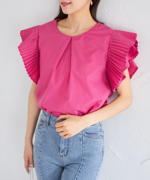 tocco closet(トッコ クローゼット)の「【ZOZO限定】プリーツスリーブブラウス(シャツ/ブラウス・レディース・グレー/オフホワイト/ブルー/イエロー/グリーン/ピンク・M)」の6枚目の写真