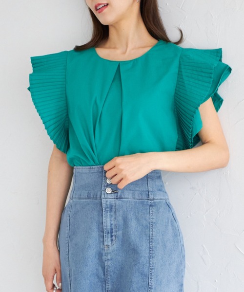 tocco closet(トッコ クローゼット)の「【ZOZO限定】プリーツスリーブブラウス(シャツ/ブラウス・レディース・グレー/オフホワイト/ブルー/イエロー/グリーン/ピンク・M)」の3枚目の写真