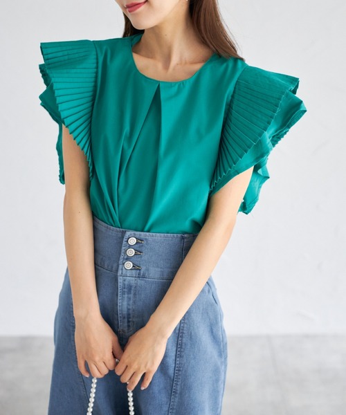 tocco closet(トッコ クローゼット)の「【ZOZO限定】プリーツスリーブブラウス(シャツ/ブラウス・レディース・グレー/オフホワイト/ブルー/イエロー/グリーン/ピンク・M)」の14枚目の写真