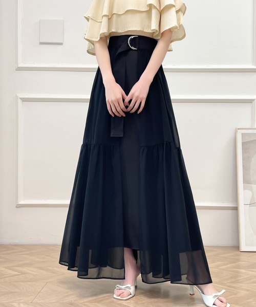 ABITOKYO(アビトーキョー)の「2024年新作 2WAYレイヤード風ラッフル異素材ロングスカート2枚セット(スカート・レディース・チャコールグレー/ブラック/ベージュ/ブルーグレー・S/M/L)」の22枚目の写真