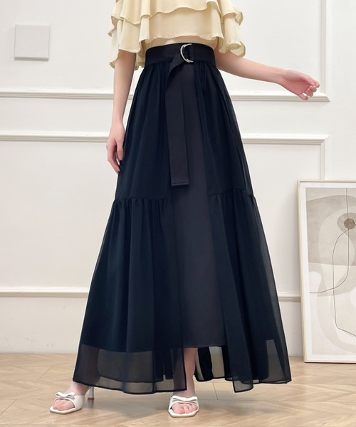 ABITOKYO(アビトーキョー)の「2024年新作 2WAYレイヤード風ラッフル異素材ロングスカート2枚セット(スカート・レディース・チャコールグレー/ブラック/ベージュ/ブルーグレー・S/M/L)」の20枚目の写真