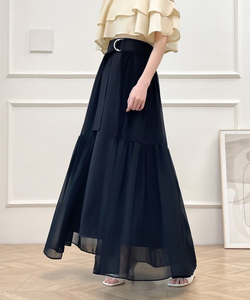 ABITOKYO(アビトーキョー)の「2024年新作 2WAYレイヤード風ラッフル異素材ロングスカート2枚セット(スカート・レディース・チャコールグレー/ブラック/ベージュ/ブルーグレー・S/M/L)」の19枚目の写真