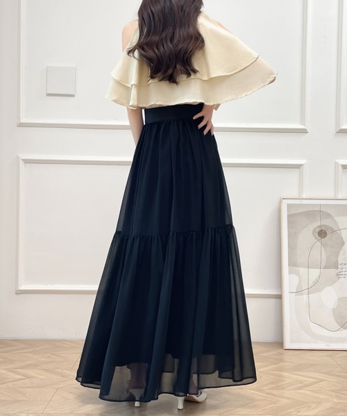 ABITOKYO(アビトーキョー)の「2024年新作 2WAYレイヤード風ラッフル異素材ロングスカート2枚セット(スカート・レディース・チャコールグレー/ブラック/ベージュ/ブルーグレー・S/M/L)」の10枚目の写真