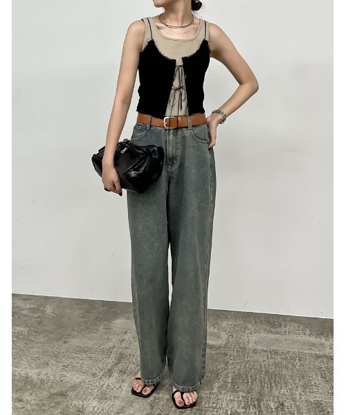 Re:EDIT(リエディ)の「レースネックリボンキャミソール(キャミソール・レディース・ブラック/ホワイト・MEDIUM/LARGE)」の15枚目の写真