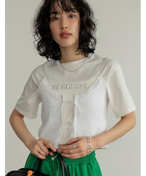 Re:EDIT(リエディ)の「レースネックリボンキャミソール(キャミソール・レディース・ブラック/ホワイト・MEDIUM/LARGE)」の12枚目の写真