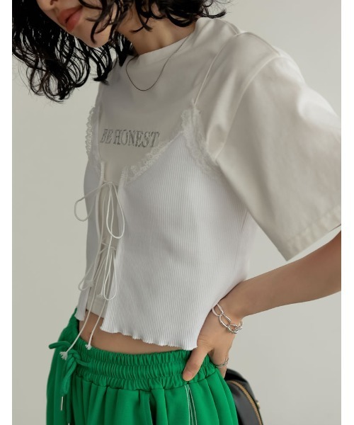 Re:EDIT(リエディ)の「レースネックリボンキャミソール(キャミソール・レディース・ブラック/ホワイト・MEDIUM/LARGE)」の11枚目の写真