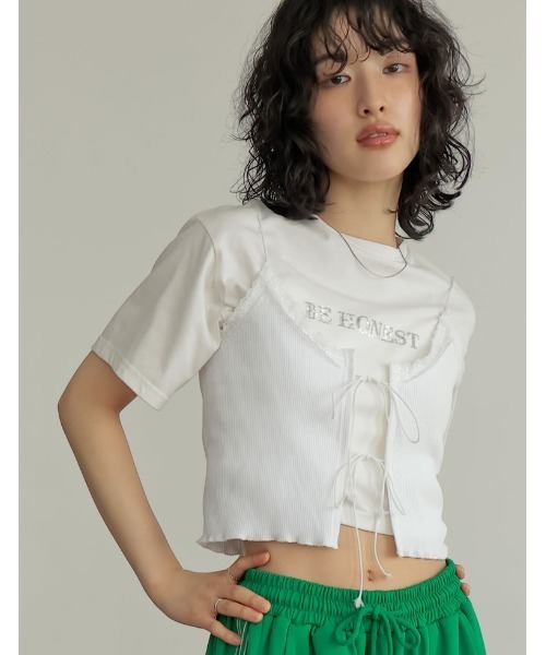 Re:EDIT(リエディ)の「レースネックリボンキャミソール(キャミソール・レディース・ブラック/ホワイト・MEDIUM/LARGE)」の10枚目の写真