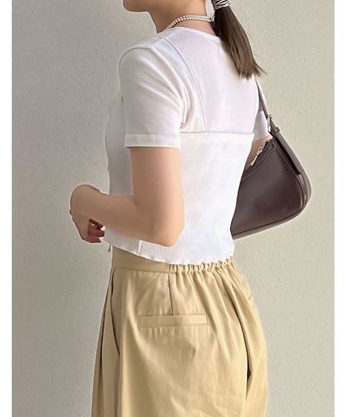 Re:EDIT(リエディ)の「レースネックリボンキャミソール(キャミソール・レディース・ブラック/ホワイト・MEDIUM/LARGE)」の8枚目の写真