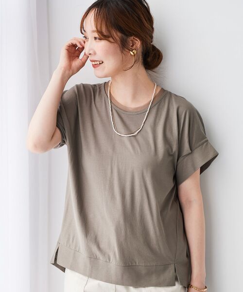 le.coeur blanc(ルクールブラン)の「シルケットタックスリーブプルオーバー(Tシャツ/カットソー・レディース・オフホワイト/ブルー/カーキオリーブ/ブラック・38)」の3枚目の写真
