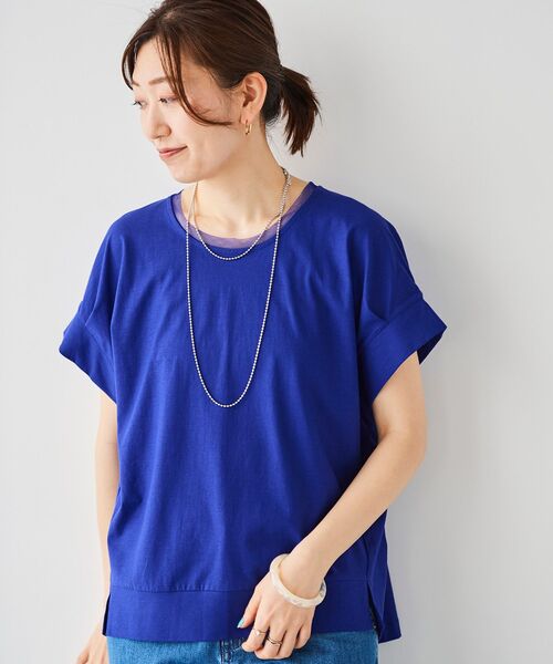 le.coeur blanc(ルクールブラン)の「シルケットタックスリーブプルオーバー(Tシャツ/カットソー・レディース・オフホワイト/ブルー/カーキオリーブ/ブラック・38)」の4枚目の写真