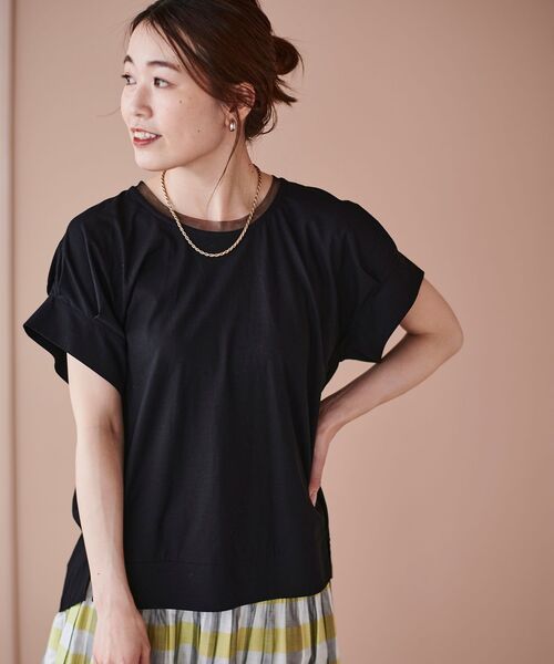 le.coeur blanc(ルクールブラン)の「シルケットタックスリーブプルオーバー(Tシャツ/カットソー・レディース・オフホワイト/ブルー/カーキオリーブ/ブラック・38)」の2枚目の写真
