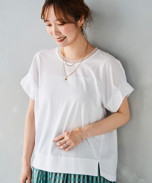 le.coeur blanc(ルクールブラン)の「シルケットタックスリーブプルオーバー(Tシャツ/カットソー・レディース・オフホワイト/ブルー/カーキオリーブ/ブラック・38)」の7枚目の写真