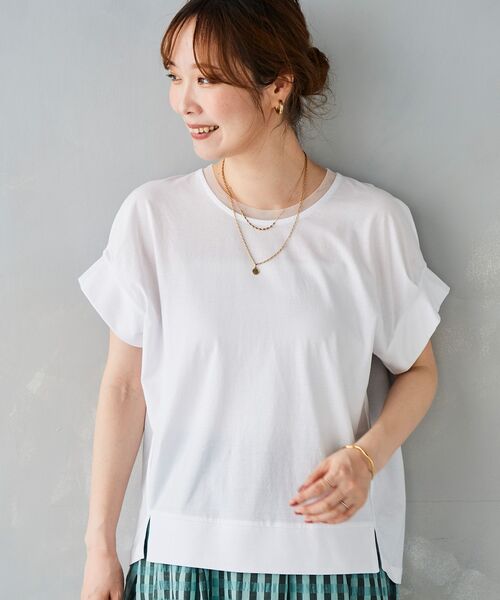 le.coeur blanc(ルクールブラン)の「シルケットタックスリーブプルオーバー(Tシャツ/カットソー・レディース・オフホワイト/ブルー/カーキオリーブ/ブラック・38)」の9枚目の写真