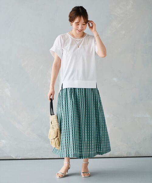 le.coeur blanc(ルクールブラン)の「シルケットタックスリーブプルオーバー(Tシャツ/カットソー・レディース・オフホワイト/ブルー/カーキオリーブ/ブラック・38)」の11枚目の写真