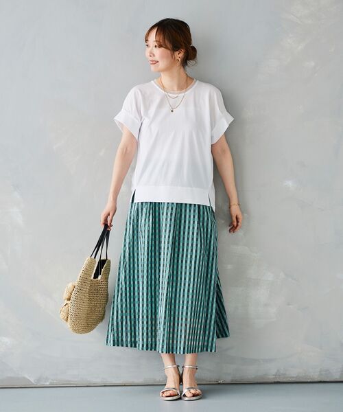 le.coeur blanc(ルクールブラン)の「シルケットタックスリーブプルオーバー(Tシャツ/カットソー・レディース・オフホワイト/ブルー/カーキオリーブ/ブラック・38)」の15枚目の写真