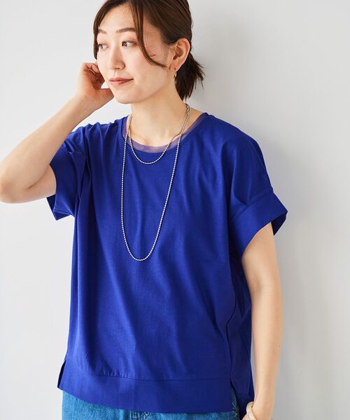 le.coeur blanc(ルクールブラン)の「シルケットタックスリーブプルオーバー(Tシャツ/カットソー・レディース・オフホワイト/ブルー/カーキオリーブ/ブラック・38)」の17枚目の写真