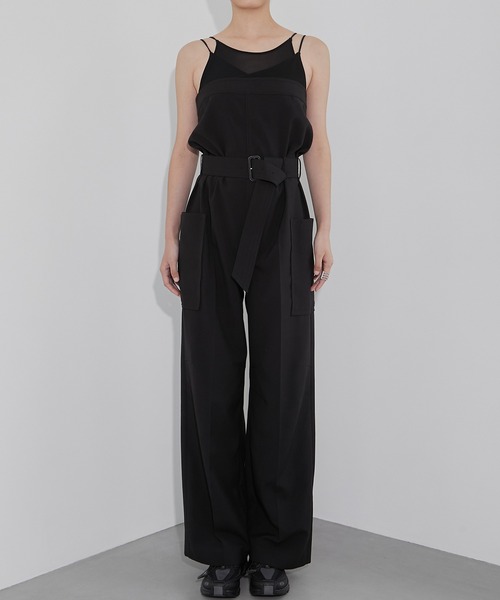 LE CIEL BLEU(ルシェルブルー)の「ベルテッドサファリジャンプスーツ / Belted Safari Jumpsuit(サロペット/オーバーオール・レディース・ベージュ/ブラック・36/38)」の6枚目の写真