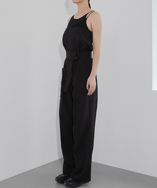 LE CIEL BLEU(ルシェルブルー)の「ベルテッドサファリジャンプスーツ / Belted Safari Jumpsuit(サロペット/オーバーオール・レディース・ベージュ/ブラック・36/38)」の4枚目の写真