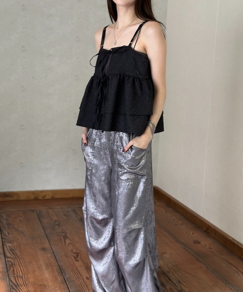 Per sist ence(パーシエンス)の「メタリックシャイニータックジョガーパンツ(その他パンツ・レディース・ブラック/チャコールグレー/グレー/オフホワイト・FREE)」の13枚目の写真