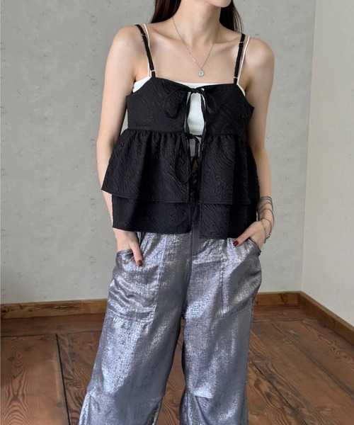 Per sist ence(パーシエンス)の「メタリックシャイニータックジョガーパンツ(その他パンツ・レディース・ブラック/チャコールグレー/グレー/オフホワイト・FREE)」の14枚目の写真