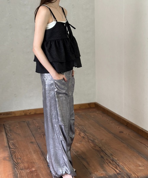 Per sist ence(パーシエンス)の「メタリックシャイニータックジョガーパンツ(その他パンツ・レディース・ブラック/チャコールグレー/グレー/オフホワイト・FREE)」の17枚目の写真