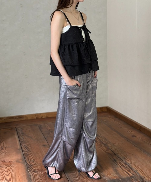 Per sist ence(パーシエンス)の「メタリックシャイニータックジョガーパンツ(その他パンツ・レディース・ブラック/チャコールグレー/グレー/オフホワイト・FREE)」の18枚目の写真