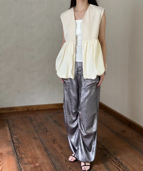 Per sist ence(パーシエンス)の「メタリックシャイニータックジョガーパンツ(その他パンツ・レディース・ブラック/チャコールグレー/グレー/オフホワイト・FREE)」の21枚目の写真