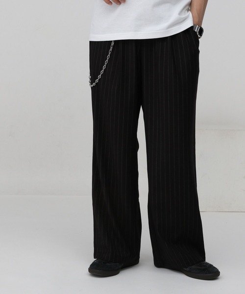 RAGEBLUE（レイジブルー）の「ストライプタックワイドスラックス/イージーパンツ（スラックス・メンズ・ネイビー/ブラック・MEDIUM/LARGE）」の8枚目の写真