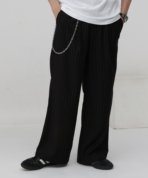 RAGEBLUE（レイジブルー）の「ストライプタックワイドスラックス/イージーパンツ（スラックス・メンズ・ネイビー/ブラック・MEDIUM/LARGE）」の6枚目の写真