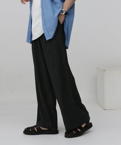 RAGEBLUE（レイジブルー）の「ストライプタックワイドスラックス/イージーパンツ（スラックス・メンズ・ネイビー/ブラック・MEDIUM/LARGE）」の21枚目の写真