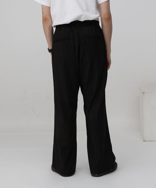 RAGEBLUE（レイジブルー）の「ストライプタックワイドスラックス/イージーパンツ（スラックス・メンズ・ネイビー/ブラック・MEDIUM/LARGE）」の18枚目の写真