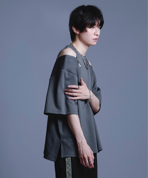 Ellno Loset(エルノロゼット)の「ショルダージップTシャツ(Tシャツ/カットソー・メンズ・オフホワイト/ブラック/ブルー系その他・SMALL/MEDIUM/LARGE)」の9枚目の写真