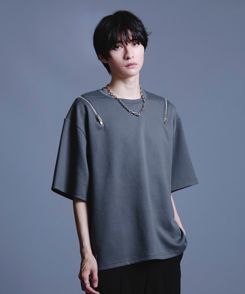 Ellno Loset(エルノロゼット)の「ショルダージップTシャツ(Tシャツ/カットソー・メンズ・オフホワイト/ブラック/ブルー系その他・SMALL/MEDIUM/LARGE)」の12枚目の写真