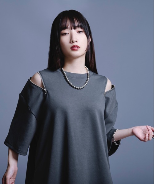 Ellno Loset(エルノロゼット)の「ショルダージップTシャツ(Tシャツ/カットソー・メンズ・オフホワイト/ブラック/ブルー系その他・SMALL/MEDIUM/LARGE)」の16枚目の写真