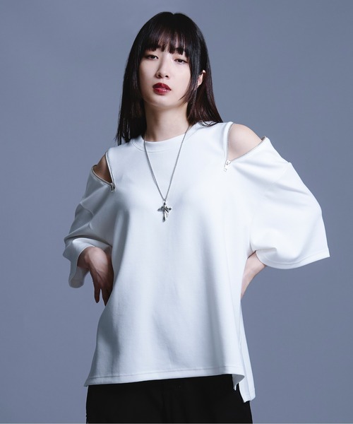 Ellno Loset(エルノロゼット)の「ショルダージップTシャツ(Tシャツ/カットソー・メンズ・オフホワイト/ブラック/ブルー系その他・SMALL/MEDIUM/LARGE)」の21枚目の写真