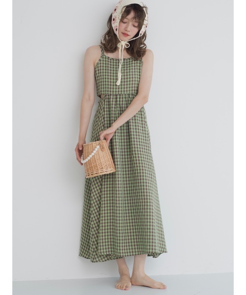 JUMELLE(ジュメロ)の「gingham cami op(ワンピース・レディース・グリーン/ピンク・MEDIUM)」の2枚目の写真