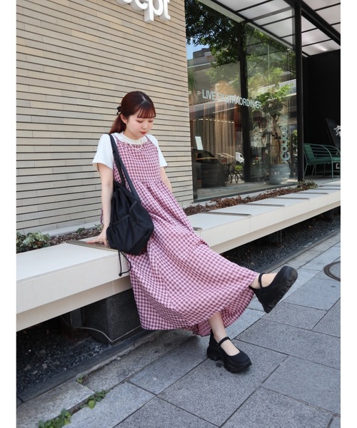 JUMELLE(ジュメロ)の「gingham cami op(ワンピース・レディース・グリーン/ピンク・MEDIUM)」の13枚目の写真