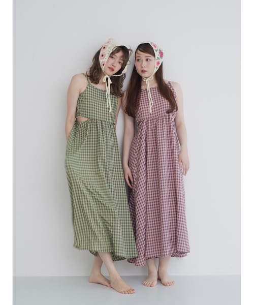 JUMELLE(ジュメロ)の「gingham cami op(ワンピース・レディース・グリーン/ピンク・MEDIUM)」の11枚目の写真