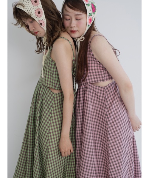 JUMELLE(ジュメロ)の「gingham cami op(ワンピース・レディース・グリーン/ピンク・MEDIUM)」の10枚目の写真