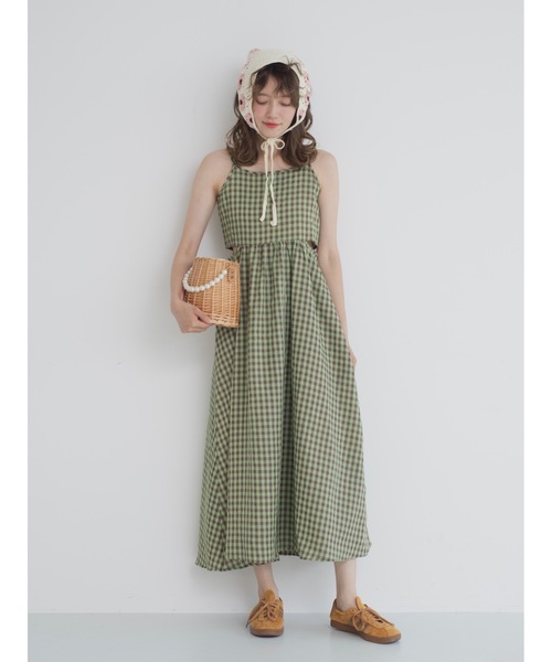 JUMELLE(ジュメロ)の「gingham cami op(ワンピース・レディース・グリーン/ピンク・MEDIUM)」の8枚目の写真