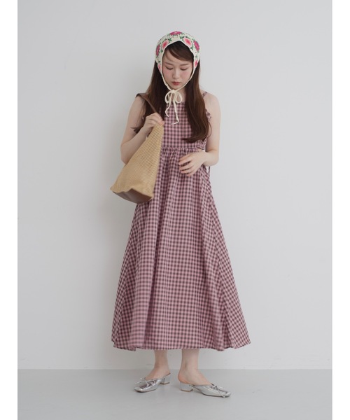 JUMELLE(ジュメロ)の「gingham cami op(ワンピース・レディース・グリーン/ピンク・MEDIUM)」の14枚目の写真