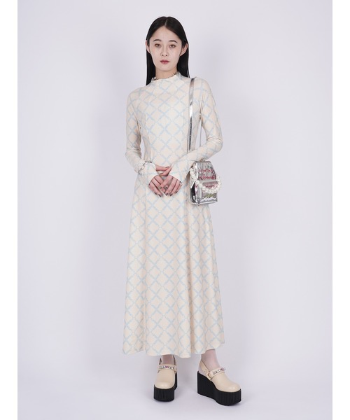 PAMEO POSE(パメオポーズ)の「Nerd Pattern Long Dress(ワンピース・レディース・アイボリー/ブラック/レッド・SMALL/MEDIUM)」の6枚目の写真