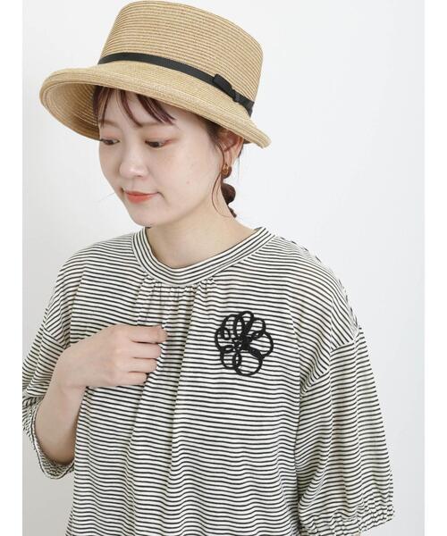 Samansa Mos2（サマンサ モスモス）の「胸元花柄テープ刺繍カットソー（Tシャツ/カットソー・レディース・ブラック/チャコールグレー/オフホワイト・F）」の3枚目の写真