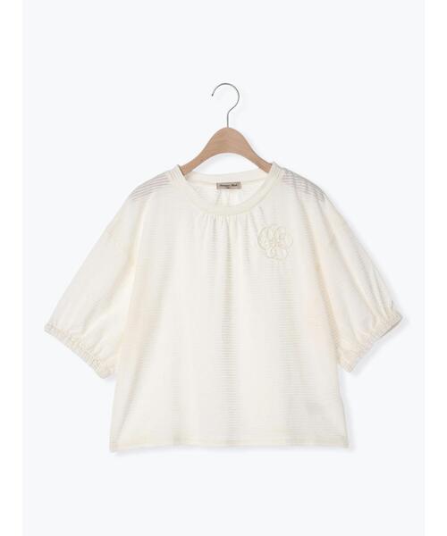 Samansa Mos2（サマンサ モスモス）の「胸元花柄テープ刺繍カットソー（Tシャツ/カットソー・レディース・ブラック/チャコールグレー/オフホワイト・F）」の9枚目の写真