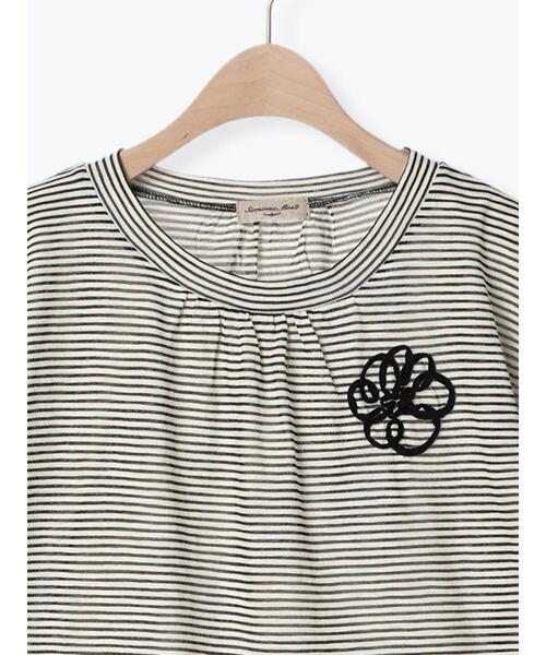 Samansa Mos2（サマンサ モスモス）の「胸元花柄テープ刺繍カットソー（Tシャツ/カットソー・レディース・ブラック/チャコールグレー/オフホワイト・F）」の5枚目の写真