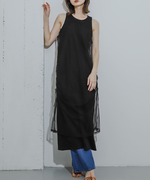 SENSE OF PLACE by URBAN RESEARCH（センスオブプレイスバイアーバンリサーチ）の「2WAYチュールレイヤードカットワンピース（ワンピース・レディース・ブラック/イエロー/ブルー系その他・ONE）」の2枚目の写真