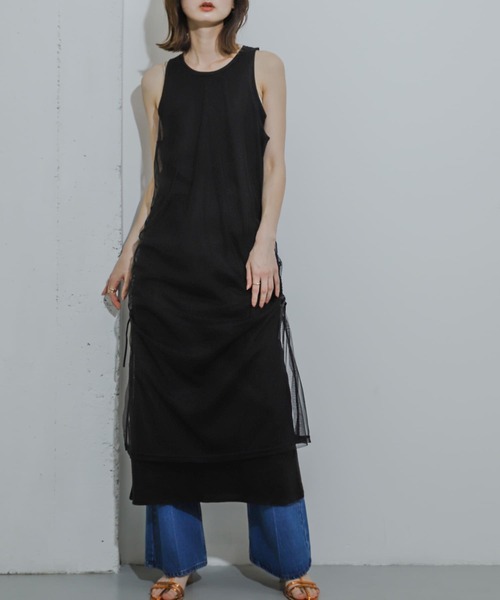 SENSE OF PLACE by URBAN RESEARCH（センスオブプレイスバイアーバンリサーチ）の「2WAYチュールレイヤードカットワンピース（ワンピース・レディース・ブラック/イエロー/ブルー系その他・ONE）」の8枚目の写真